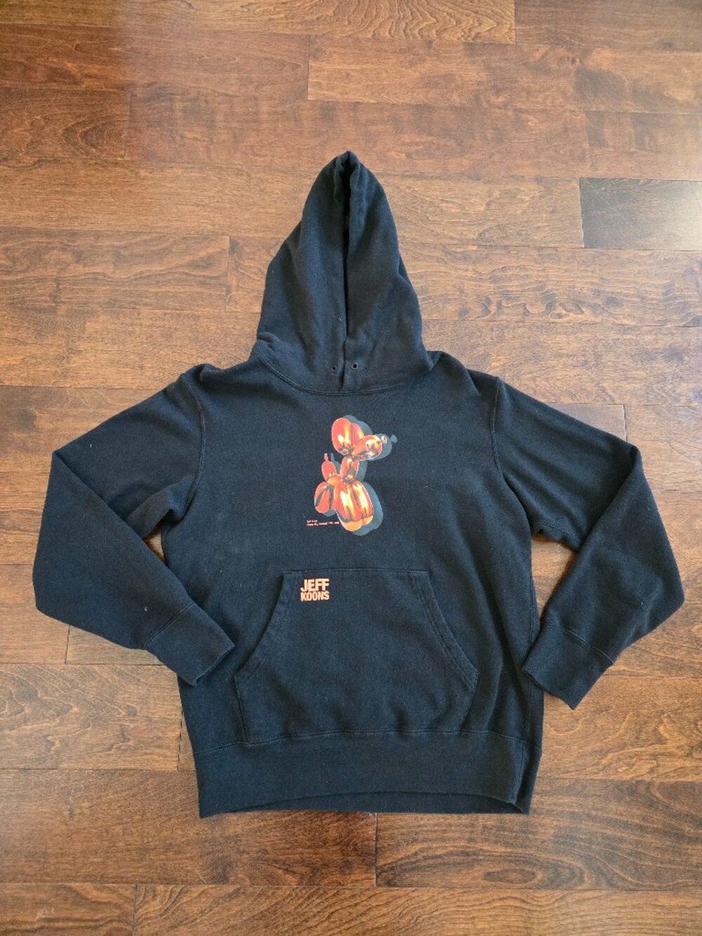 Uniqlo Jeff Koons Orange Balloon Dog Limited Edition Black Hoodie